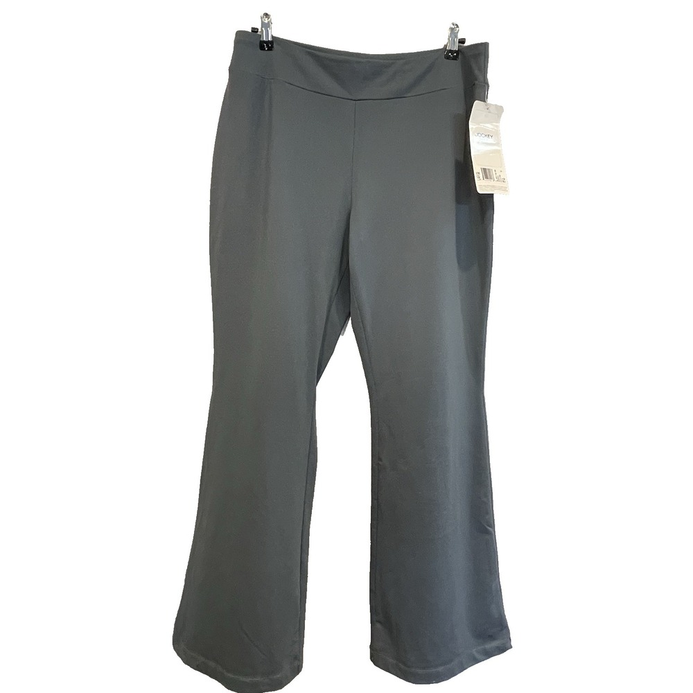 Jockey Women's L Gray Flare Leg Pants High Rise Waist Stretch Yoga Activewear